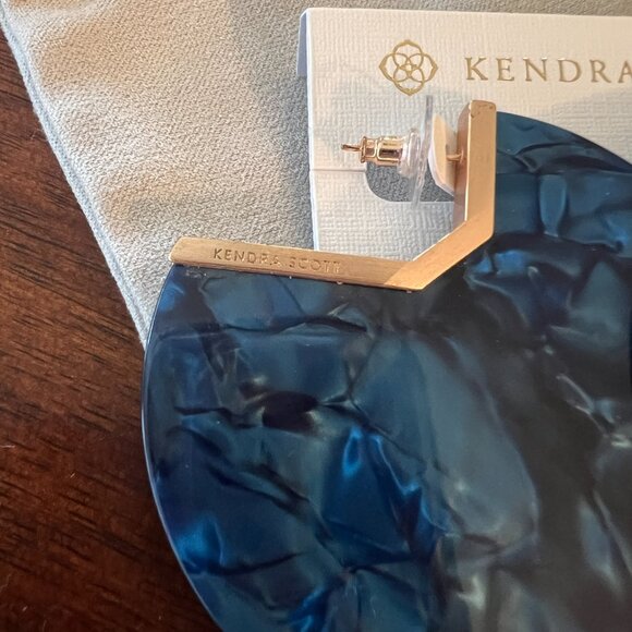 Kendra Scott Kai Rose Gold Hoop Earrings In Navy Blue Acetate - Picture 2 of 4